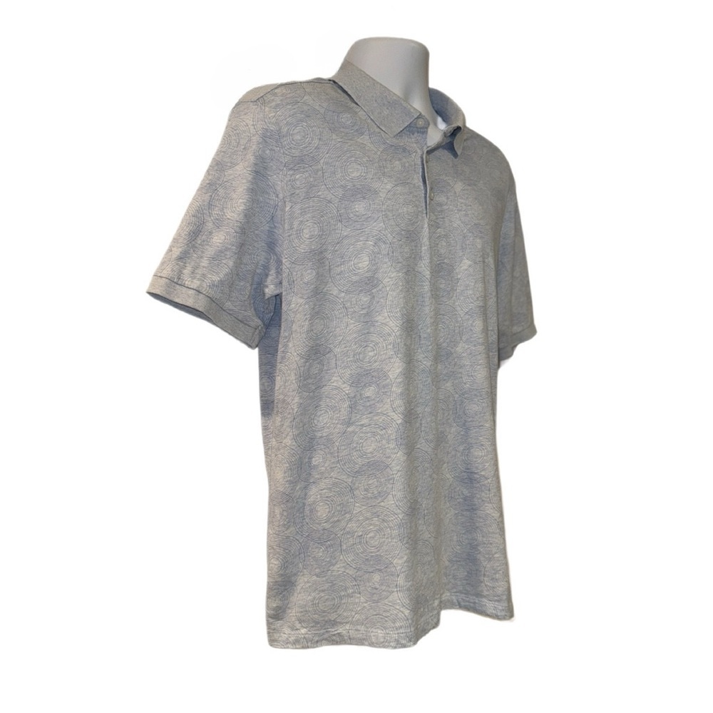 Robert Barakett Polo Shirt Men’s XL Gray Blue Circle Print 100% Cotton - Picture 3 of 12